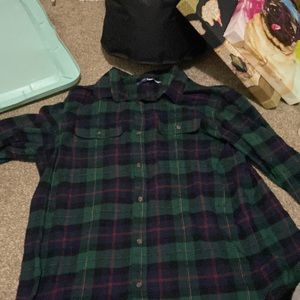 Green dark blue and red flannel